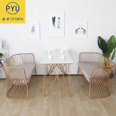 鐵藝沙發服裝店奶茶店咖啡廳網咖雙人卡座小戶型餐廳客廳卡座組合