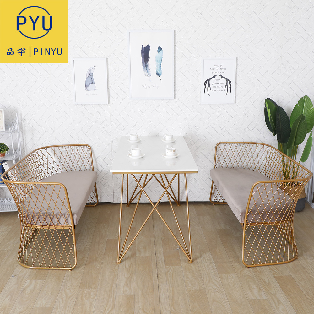 鐵藝沙發服裝店奶茶店咖啡廳網咖雙人卡座小戶型餐廳客廳卡座組合