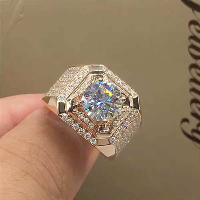 Hip Hop Punk Rock Personality Street Fashion Men's Business Luxury Zircon Wide Edition Men's Square Diamond Ring Men's Gift_voghion.com