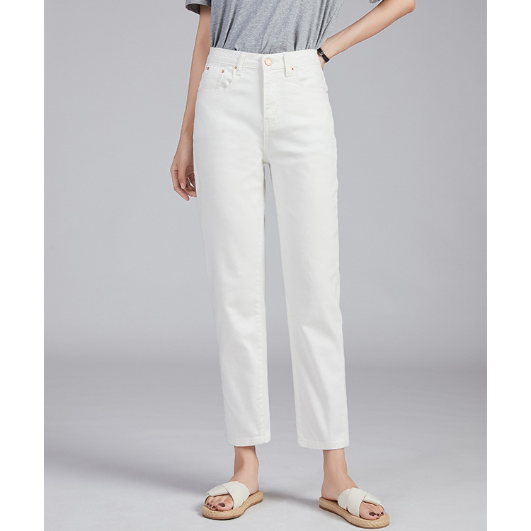 Super nine points small children, Korean version of the loose slim 2021 spring, summer, new high waist white jeans women