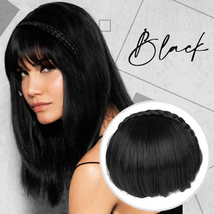 Factory in stock wholesale twist double braid bangs haihua fiber bangs hairband wig