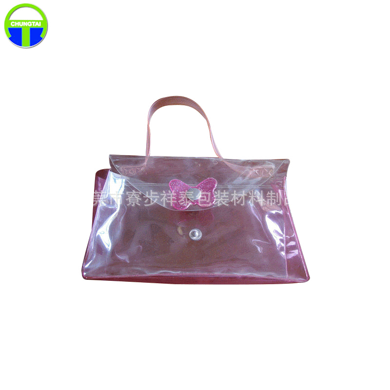 蝴蝶结PVC服装手提袋pvc购物袋 软胶塑料彩色透明包装袋礼品袋