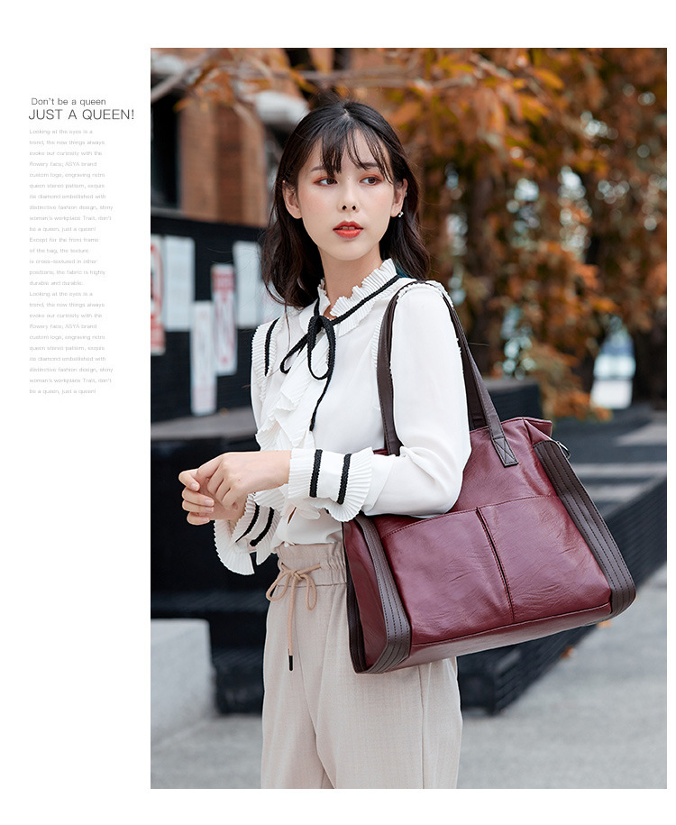 Soft Leather Tote Bag - Black