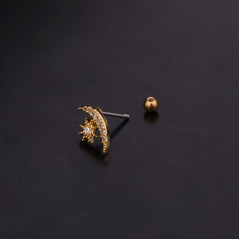 1g Weight Earrings Classification Housewarming, Anniversary, Business, Wedding, Travel, Birthday, Festival Occasion Metal Material Star Pattern Women'S Gender Inlaid Zircon Design Korean Creative  Studs Stainless Steel  Earrings 4