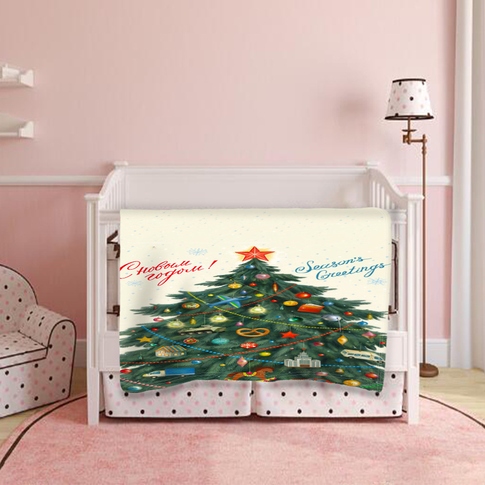 DIY定制毛毯圣诞秋冬保暖沙发盖毯 高清印花双面法兰绒空调毯