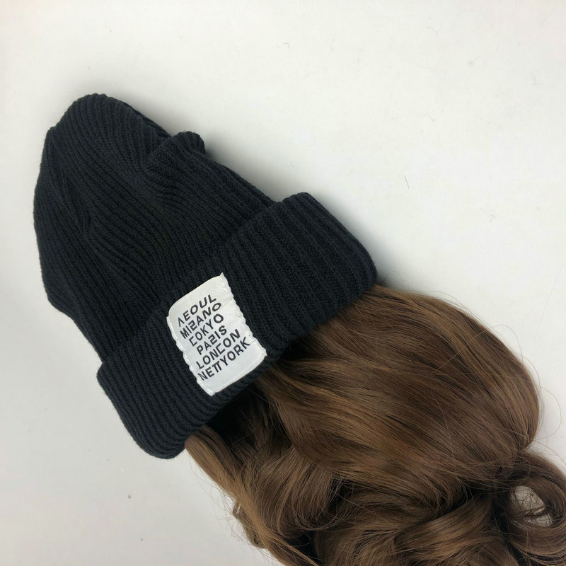 fashion wool knitted hat wig all in one winter warm Ruili long curly big wave full head cover_voghion.com