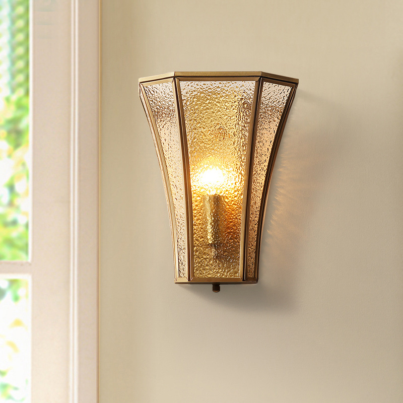 全铜美式乡村壁灯单头客厅背景墙卧室床头灯过道楼梯墙壁书房灯具|ru