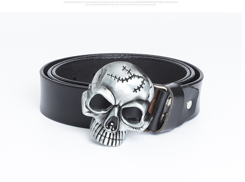 Men's Skull Head Belt Genuine Cowhide Leather Belt For Men_voghion.com