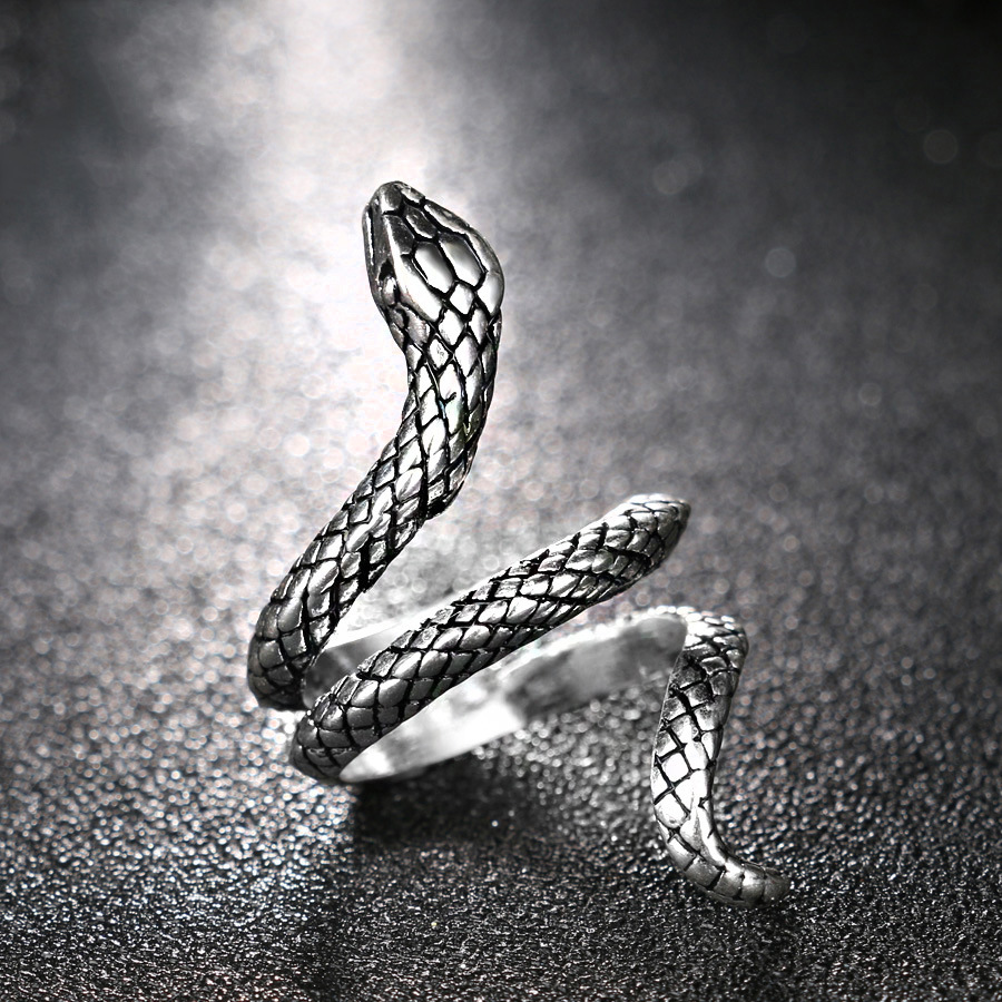 European And American Punk Silver-plated Alloy Snake Shape Men's Ring display picture 2