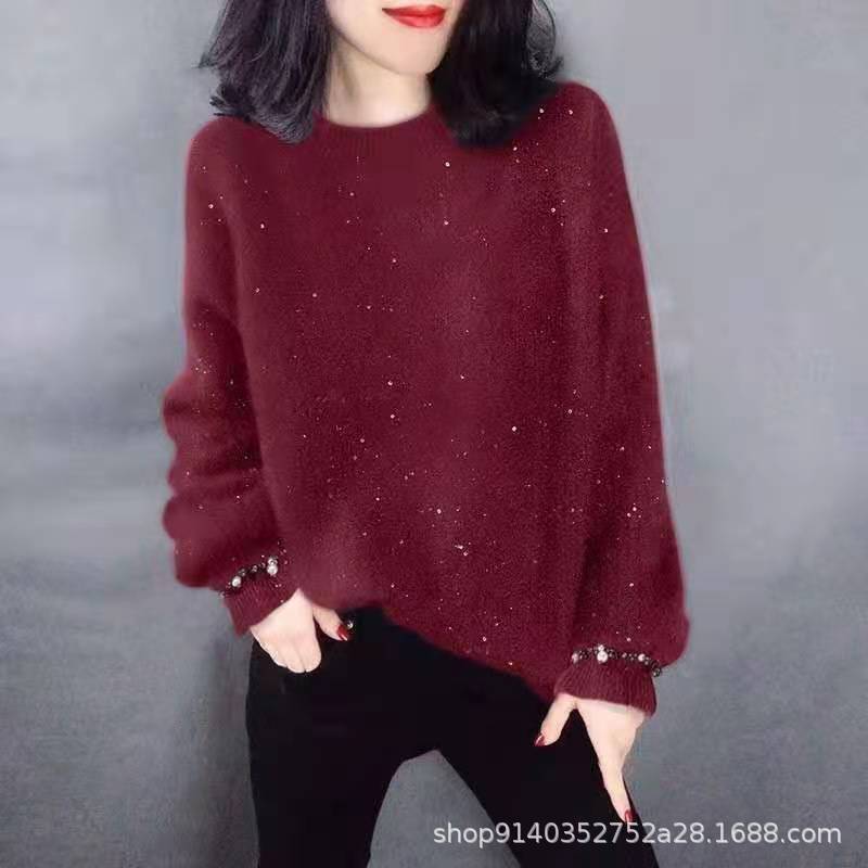 leisure time Lazy wind T-shirts have cash less than that is registered in the accounts violet Sweater sweater Europe station 2020 winter Women's wear new pattern