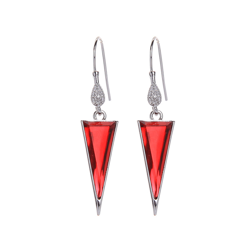 Retro Hong Kong Style Geometric Earrings High Sense Long Section Face Thin Triangle Earrings Niche Gemstone Earrings Wholesale Nihaojewelry display picture 9