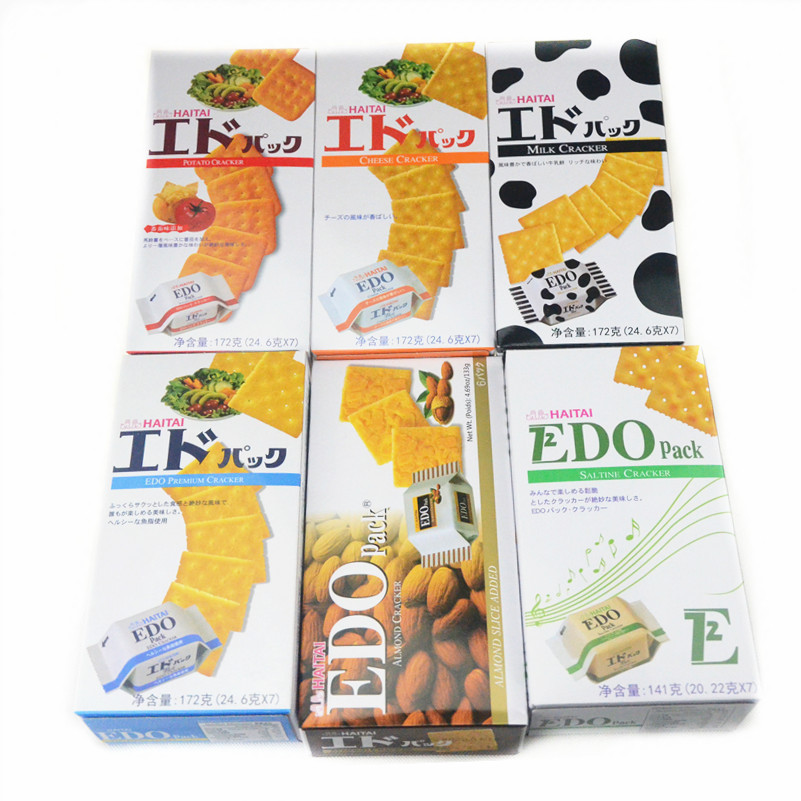 香港进口饼干 EDO原味芝士扁桃仁海苔味牛乳苏打饼干7包入-阿里巴巴