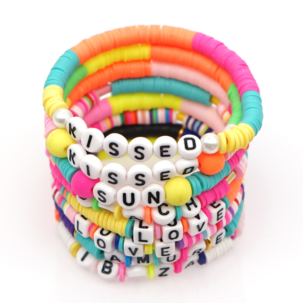 Fashion Trendy  Vacation Beach Style Color Soft Ceramic Letters Bracelet Female Jewelry Nihaojewelry Wholesale display picture 17