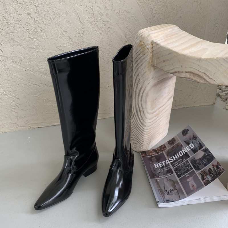 botas altas puntiagudas de tacón medio grueso de moda NSHU35956