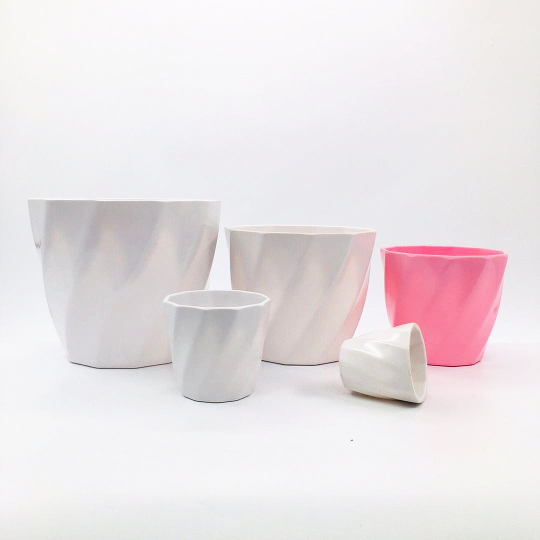 厂家供应新款5尺寸Y18斜纹系列密胺花盆 插花花盆 多肉花盆假花详情图4