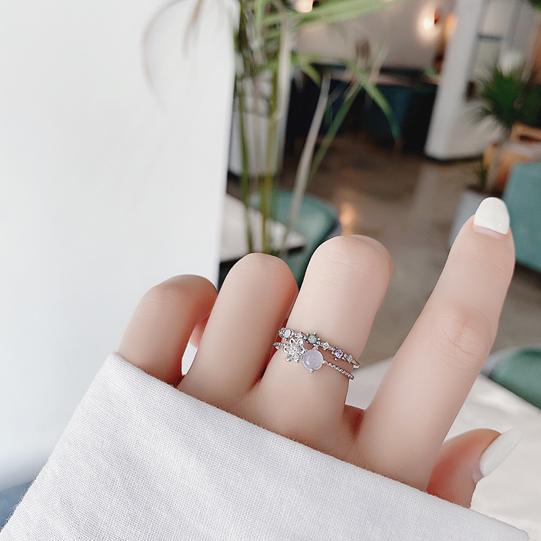 Korea fashion diamond crystal zircon flower ring micro inlaid sweet wild love flower ring wholesale nihaojewelrypicture17