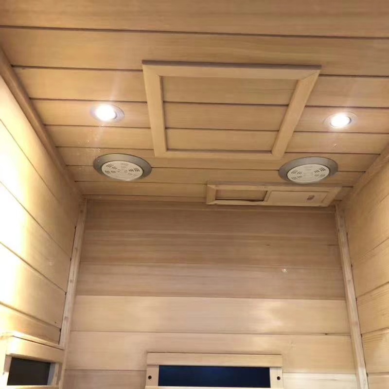 Habitación de vapor de sudor en forma de diamante de 1,5 m de tamaño doble para el hogar con luces de colores sala de ondas de luz infrarroja lejana