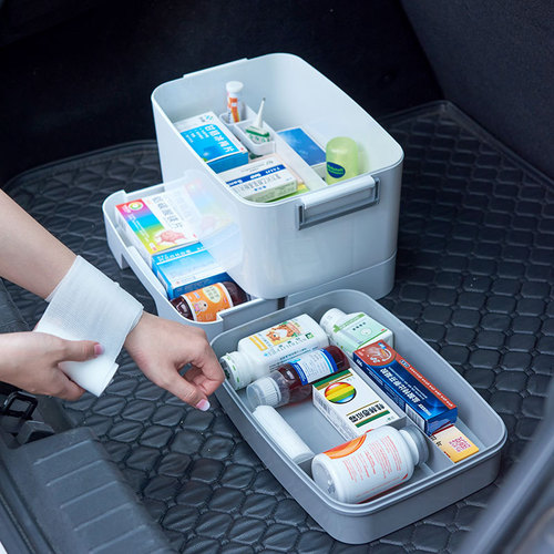 Manufacturer wholesale double-layer storage medicine box large household plastic emergency medicine box portable medicine storage box