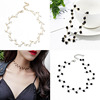 Fashionable chain for key bag  from pearl, short choker, necklace, metal accessory