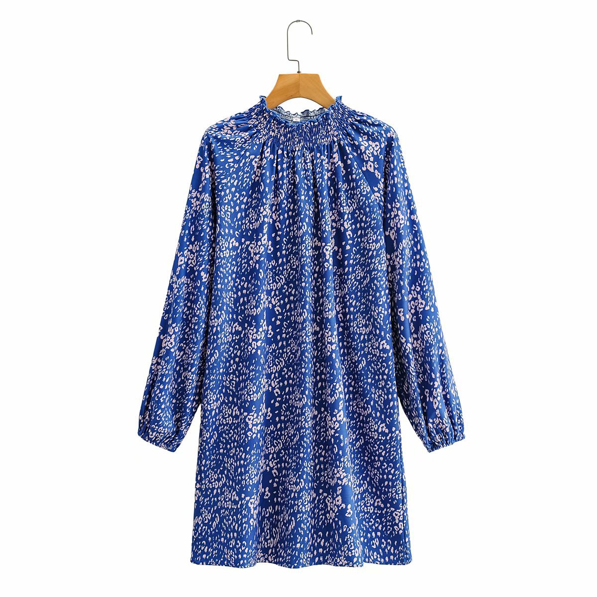 Blue floral long-sleeved dress  NSAM10427