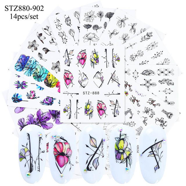 Suministro transfronterizo de pegatinas de uñas ins mariposa fruta encaje flores de colores plata caliente Navidad Halloween marca de agua pegatinas