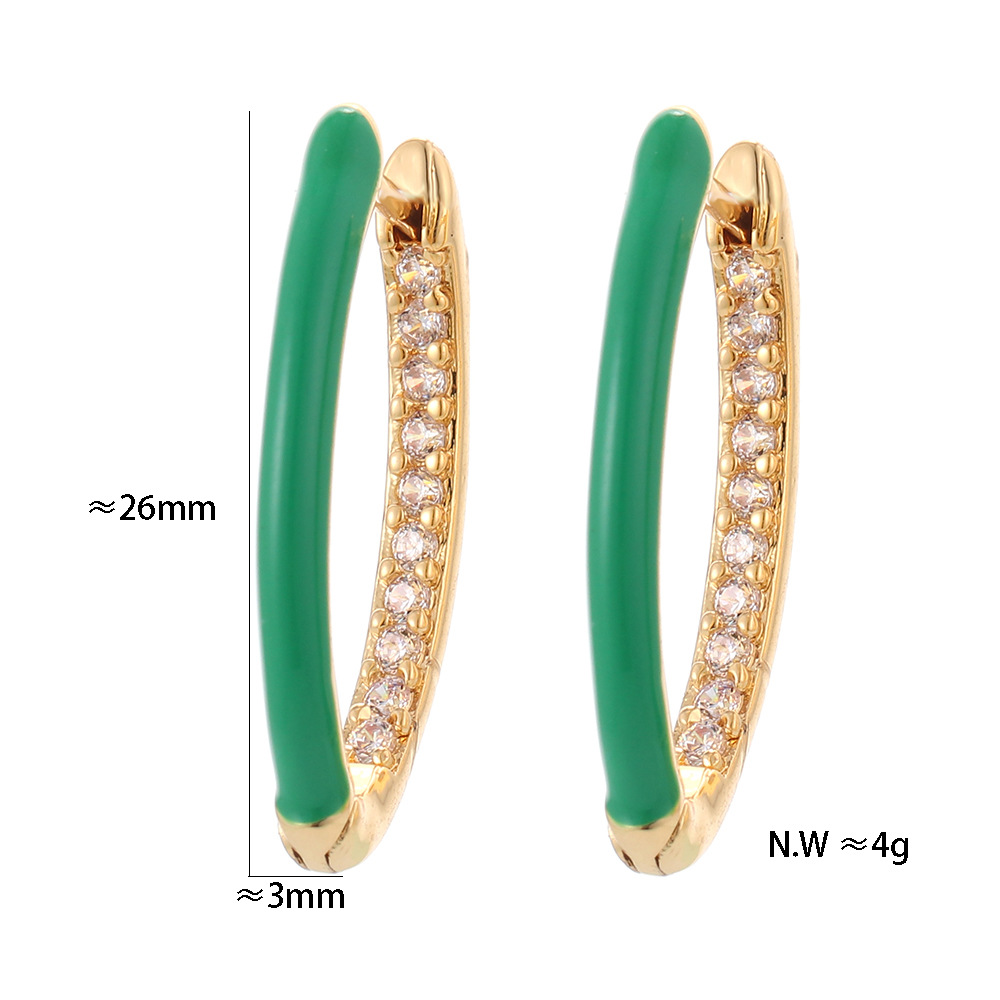 Plating Design Fashion Style Korean Geometric Drip Oil Big Copper Earrings