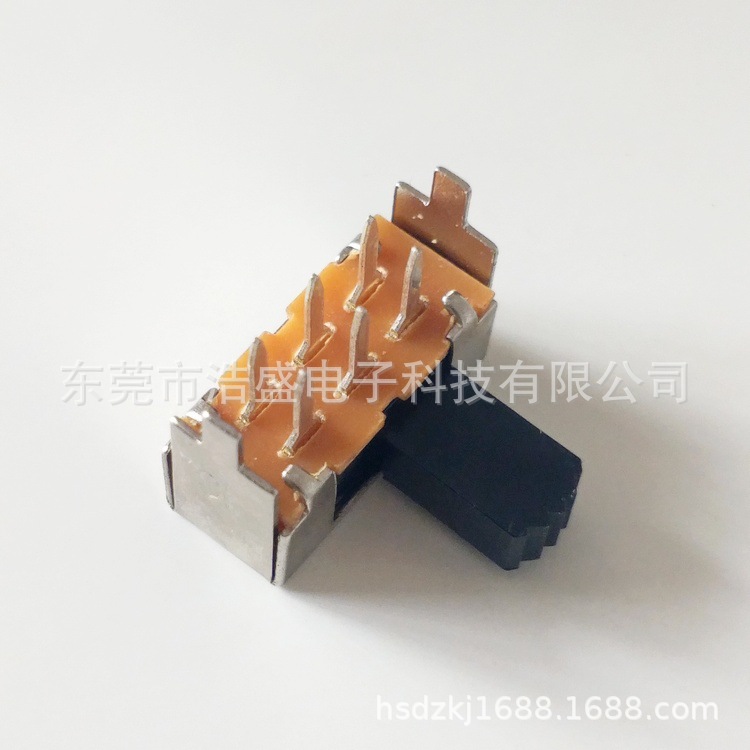 拨动开关SK22F03G6卧式二档六脚旁边两个固定脚双极双位