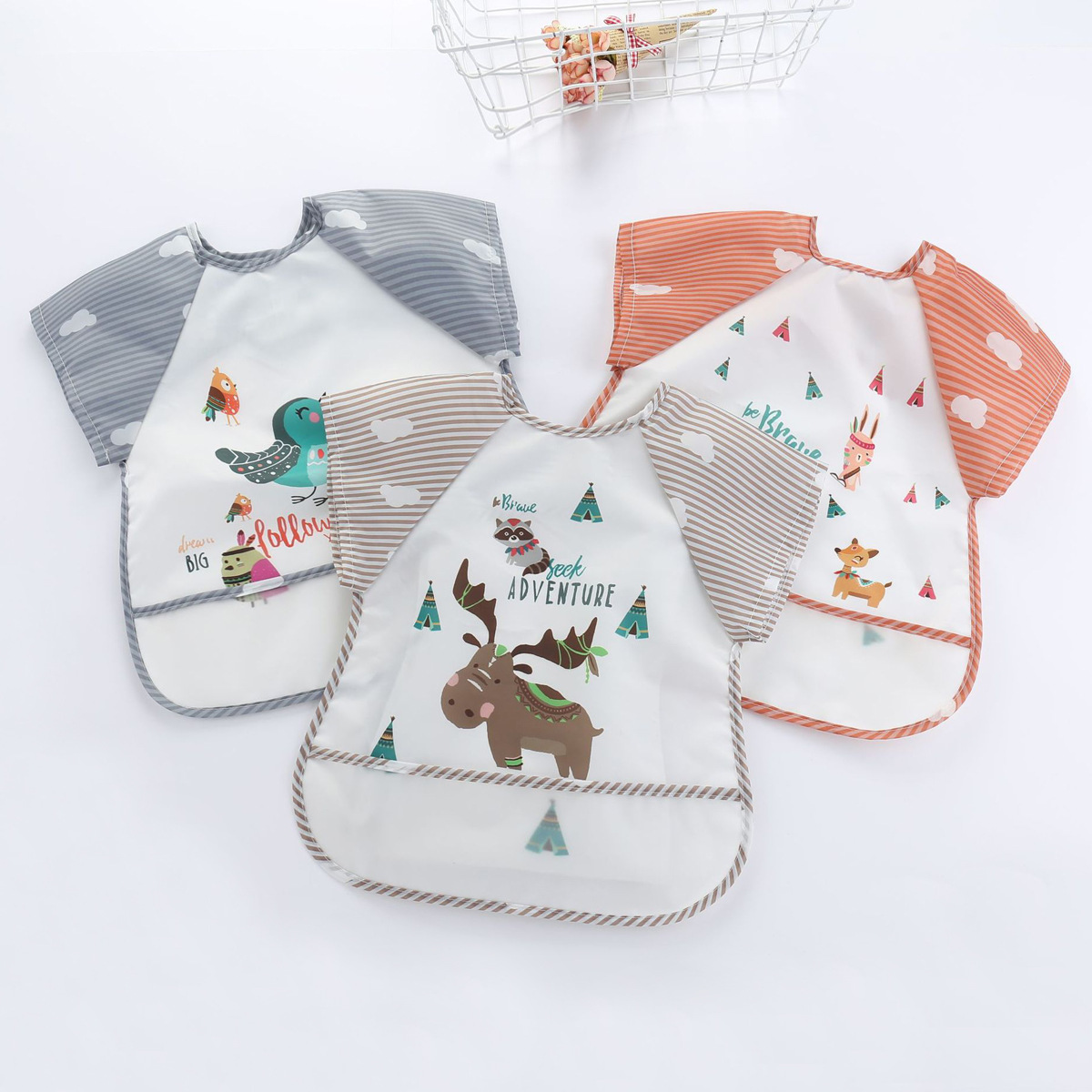 Sleeveless summer waterproof baby Dressing Infants A summer Having dinner Burqa Bibs Protective clothing Cartoon Rice clothing