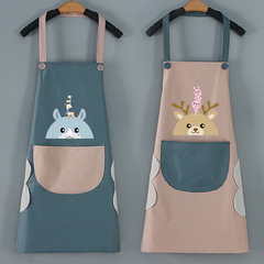 Kitchen apron waterproof and oil-proof hand wipe neck home creative cute deer apron factory wholesale customizable