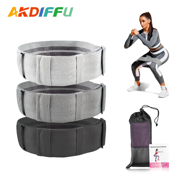 Transporte en interiores Círculo de cadera Algodón Banda de tensión Látex No resbaladizo Ajustable Yoga Squat Resistencia Banda Cadera