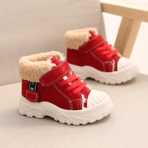 Warm children's Martin boots 2020 winter new style boys' plus velvet cotton shoes girls' waterproof short boots baby cotton boots