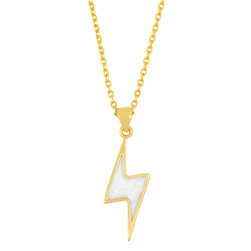 Fashion shell lightning love pendant five-pointed star copper necklace clavicle chain for women