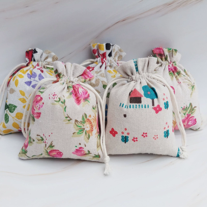 Huidimeng оптовая продажа хлопок холст мешок Drawstring льняной мешок печатный Саше мешок чай подарок конфеты упаковка мешок