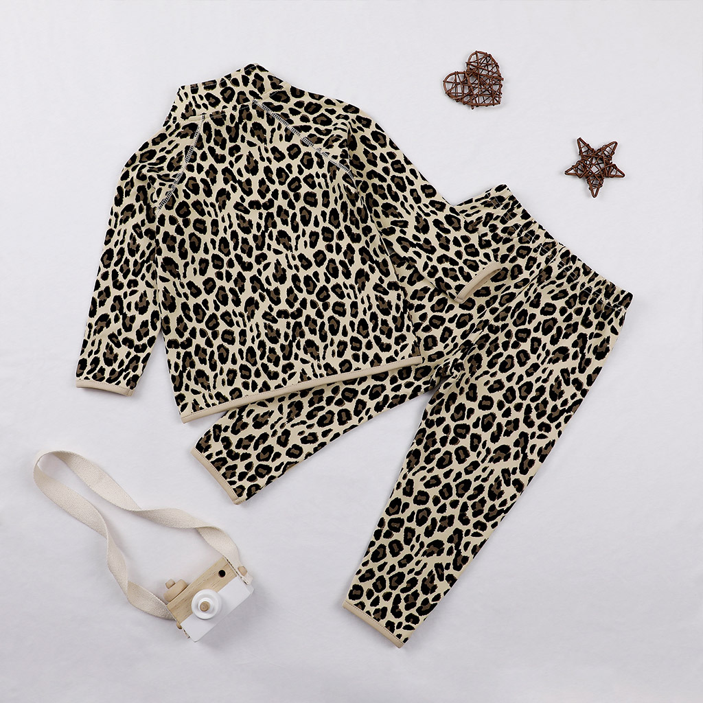 Leopard Print 2 Two-piece  Fashion Children's Zipper Jacket Suit display picture 3