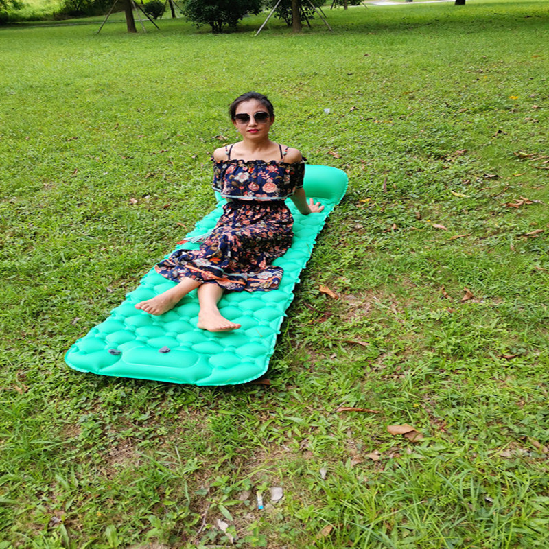 廠家現貨直銷跨境亞馬遜腳踩式打氣防滑萊卡布複合TPU超輕充氣墊