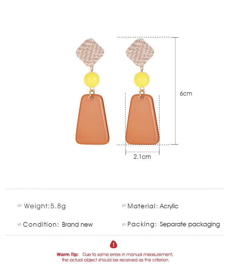 Hit Color Houndstooth Woven Stitching Earrings display picture 1