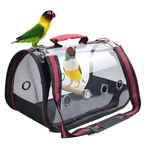 Small pet supplies Amazon's new large birdcage with wooden stand stick parrot outing bag transparent small pet outing bag