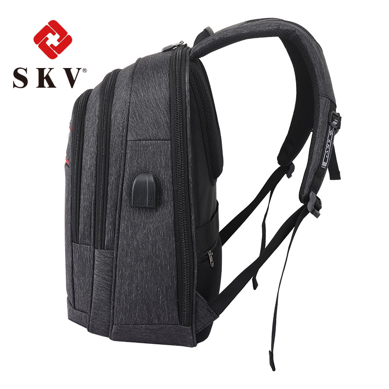 SKV背包旅行包商務(wù)電腦包大容量雙肩學(xué)生書(shū)包休閑外貿(mào)定制背包男