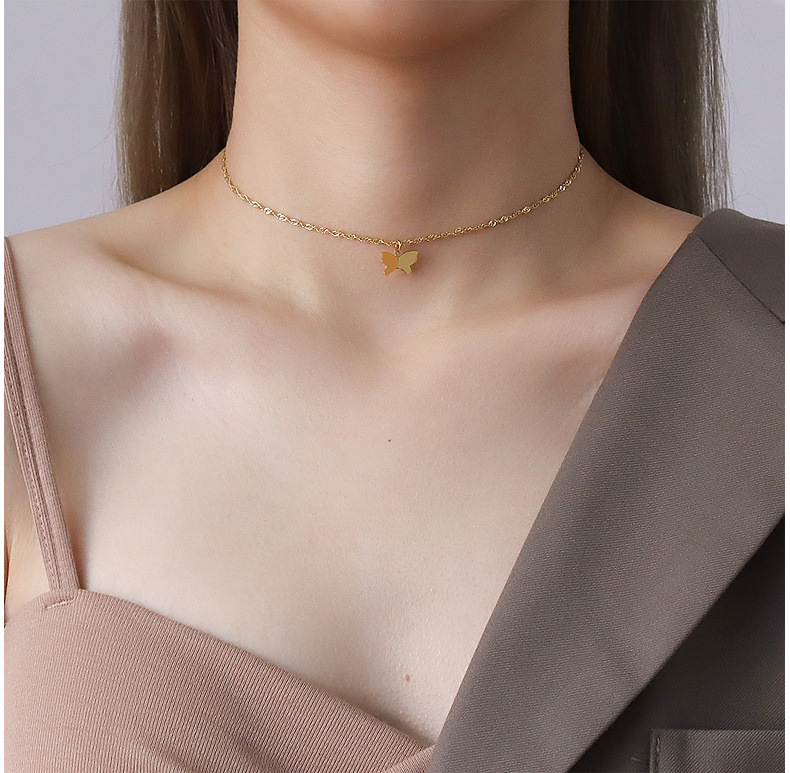 304 Stainless Steel Pendant Material PVD Coated Real Gold Plated Insect Titanium Steel Retro Waterproof Non Tarnish Necklace