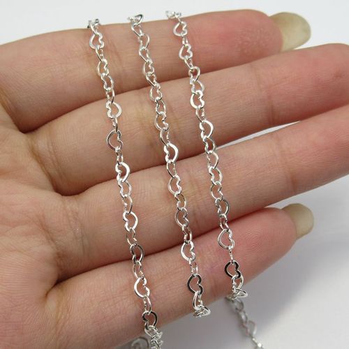 S925 sterling silver thin chain handmade loose chain can be used as an extension chain heart-shaped love semi-finished bracelet sweater chain special chain
