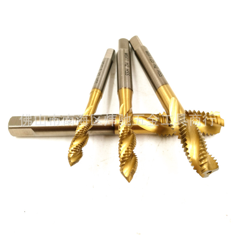 厂家特价促销M2镀钛螺旋丝锥 高速钢机用螺旋槽丝攻 M4 M6 M8 M10