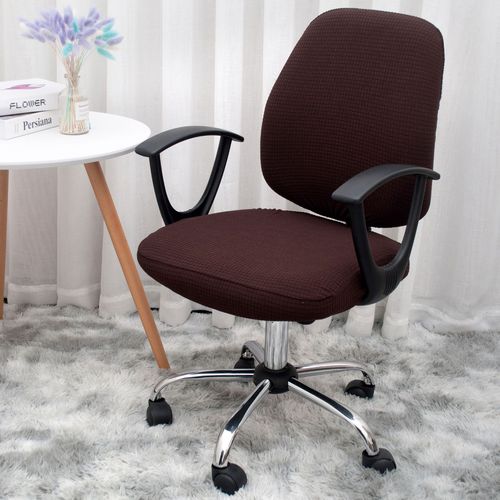 Shaggy Fleece Separate Office Chair Cover, Home Computer Chair Cover with Armrest Elastic Seat Cover, Universal Chair Cover for Cross-border