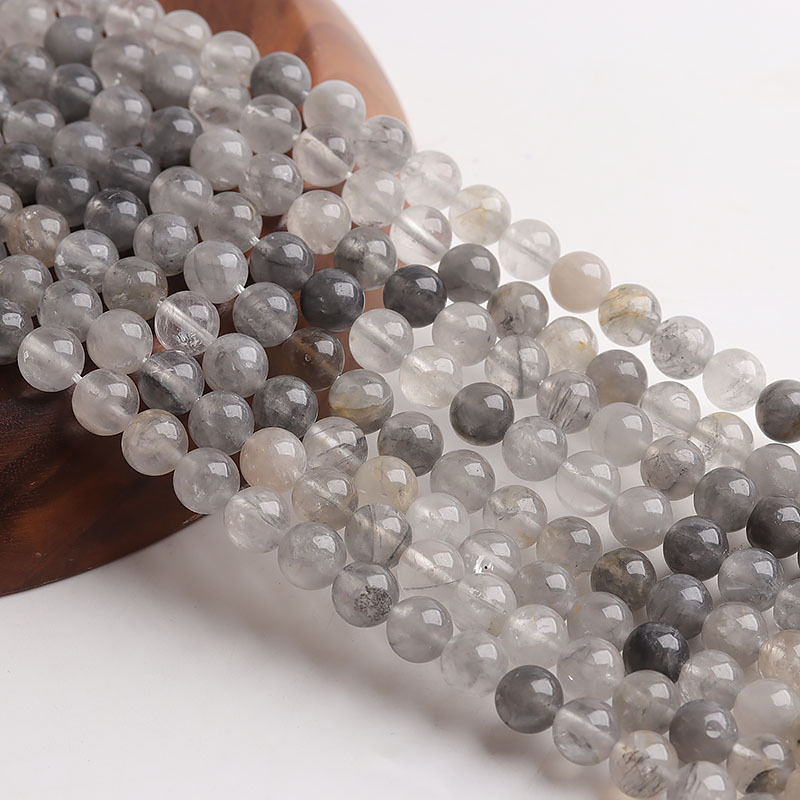 Natural Crystal Loose Transparent Striped Round Beads Semi-finished Jewelry Accessories display picture 2