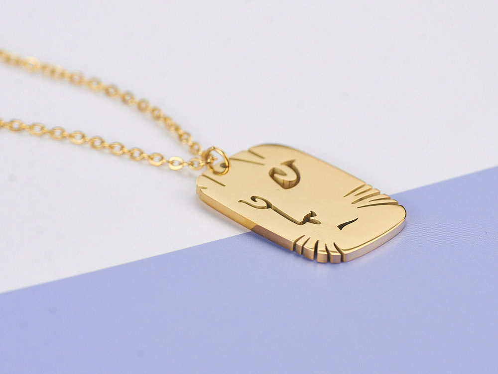 304 Stainless Steel 18K Gold Plated Simple Style Gold Plated Cat Pendant Necklace display picture 1