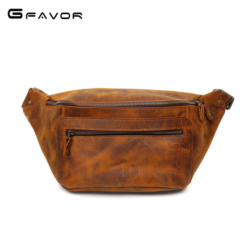 Men's Crossbody Bag Retro Mad Horse Leather Genuine Leather Men's Bag Phone Waist Bag Chest Bag Men's Bags