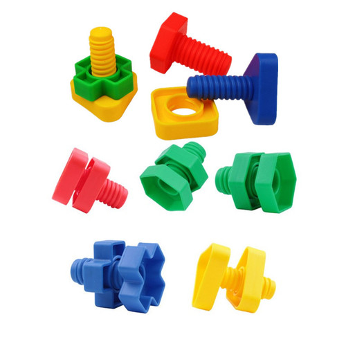 Montessori teaching aids screw matching children's puzzle table building blocks toy screw nut shape cognitive spelling