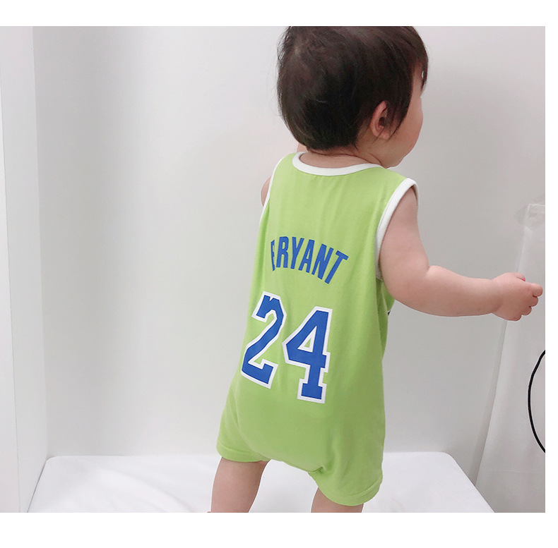 Sommer Baby Ärmellose Weste Kurze Kriechende Jungen Baby Basketball Kleidung Baby Einteilige Neugeborene Sportswear Stram Pler Sommer display picture 5