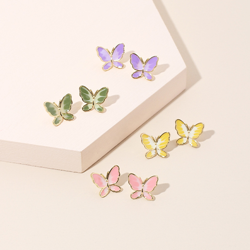 Simple Two-color Butterfly 925 Silver Needle Earrings Korean Trendy Earrings Wholesale Nihaojewelry display picture 14