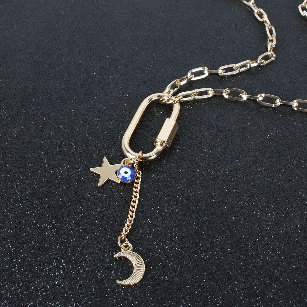 Fashion Oval  Long Multi-layer Star Moon Pendant Necklace For Women display picture 5