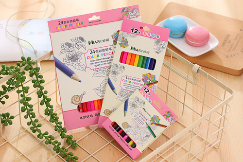 Factory direct sales wooden box colored pencils long and short 12/24 colors drawing tools
